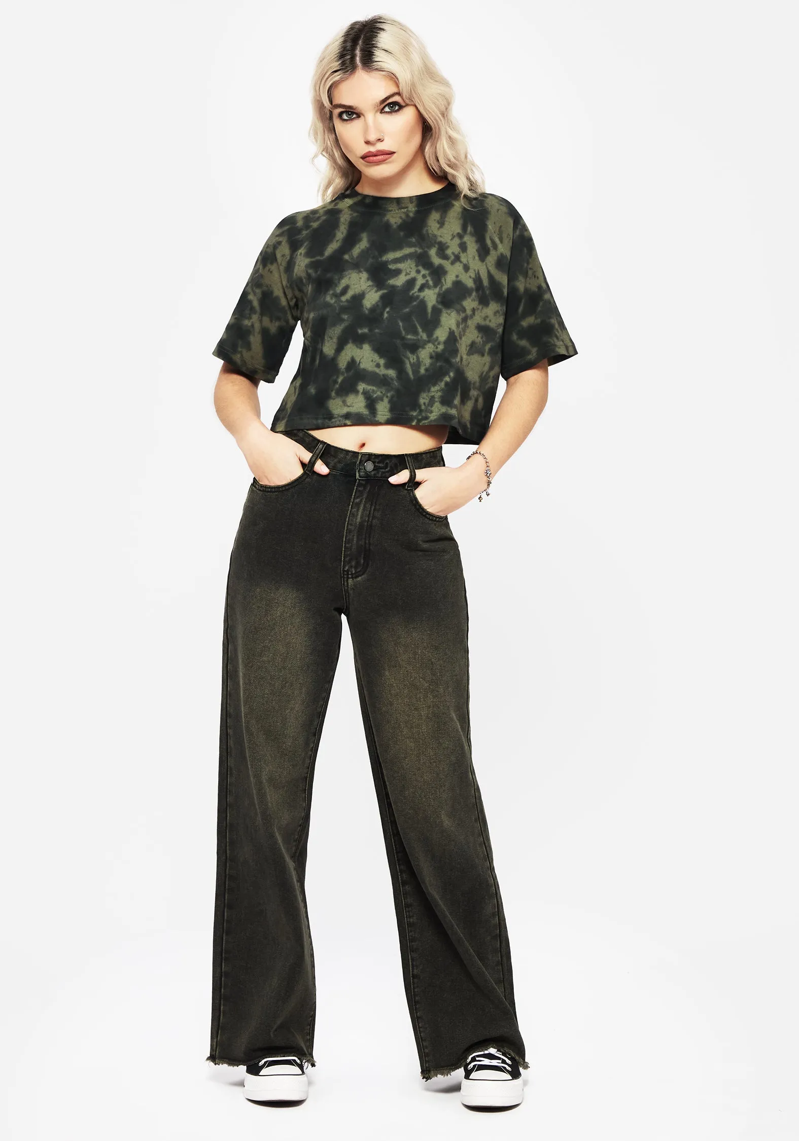 Anthea Wide Leg Washed Denim Jeans