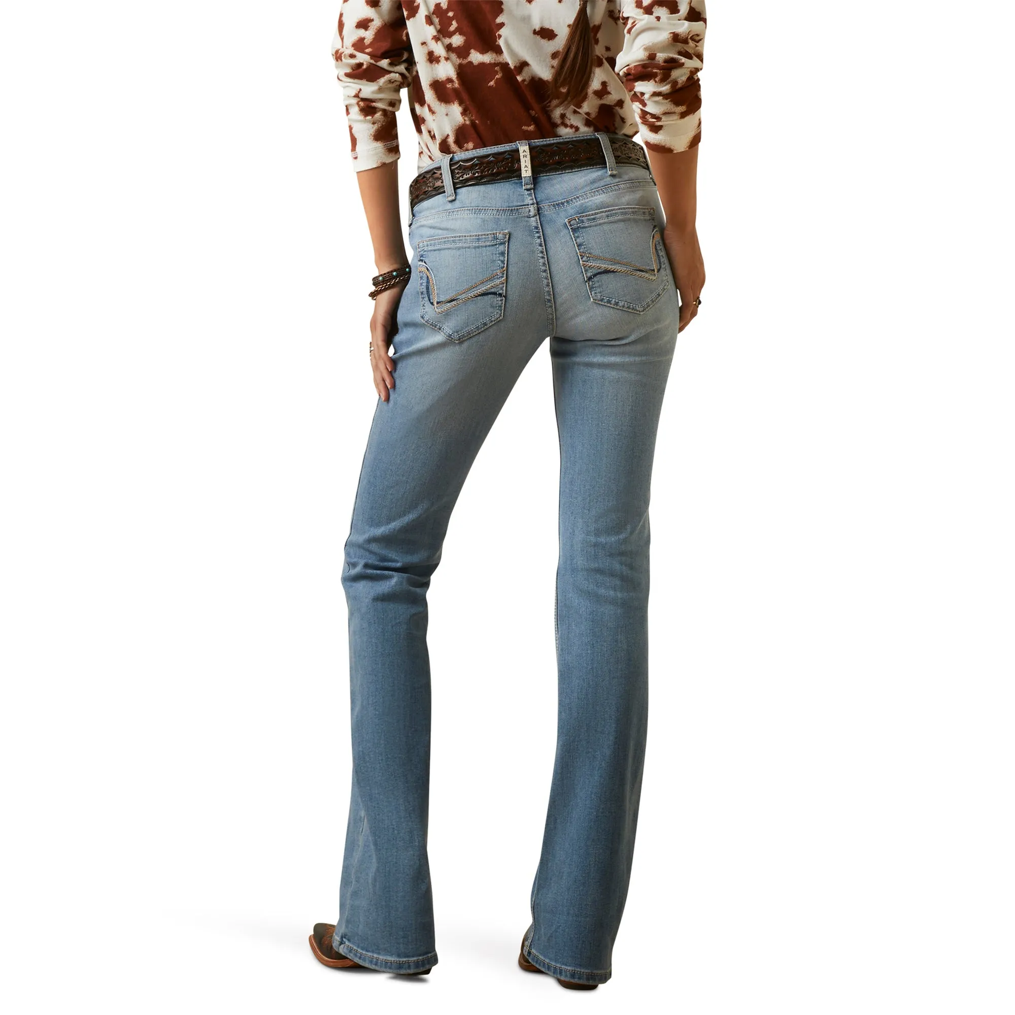 Ariat Ladies 10045360 R.E.AL Perfect Rise Arrow Fit Penelope Boot Cut Jeans in Oklahoma
