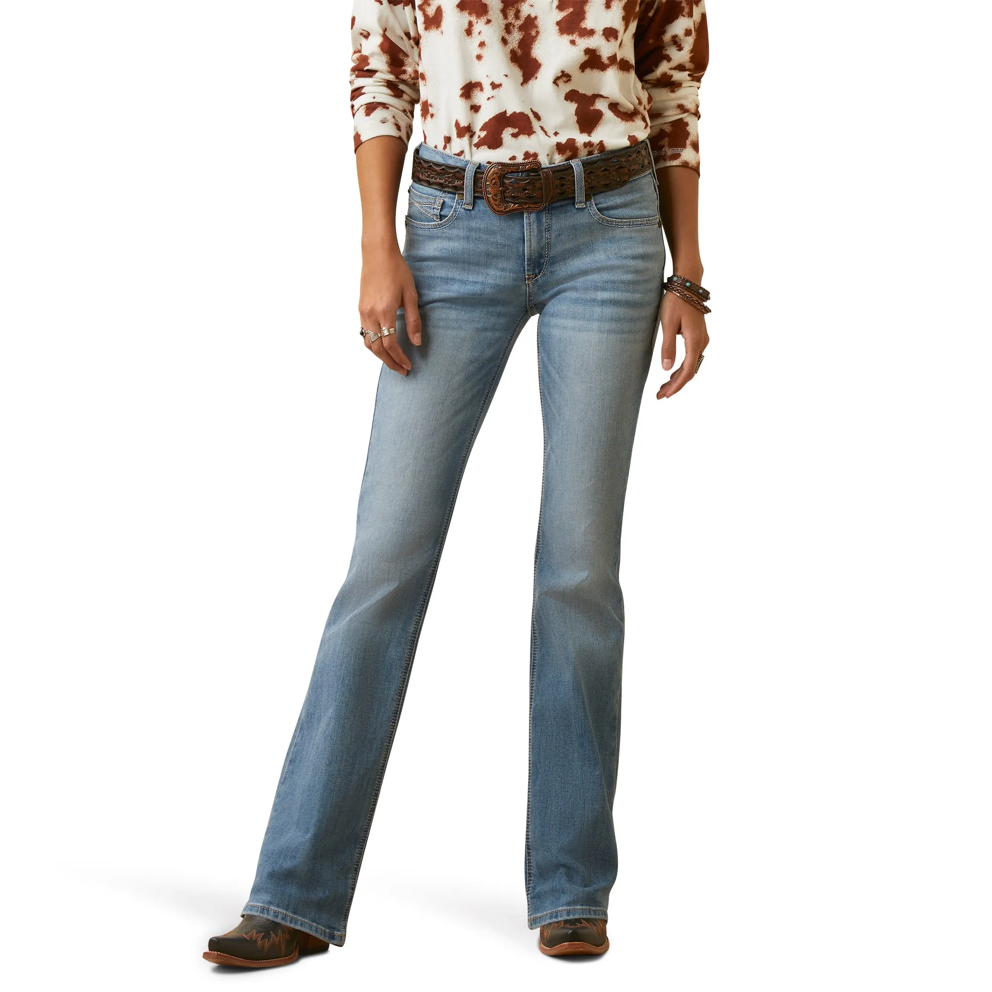 Ariat Ladies 10045360 R.E.AL Perfect Rise Arrow Fit Penelope Boot Cut Jeans in Oklahoma