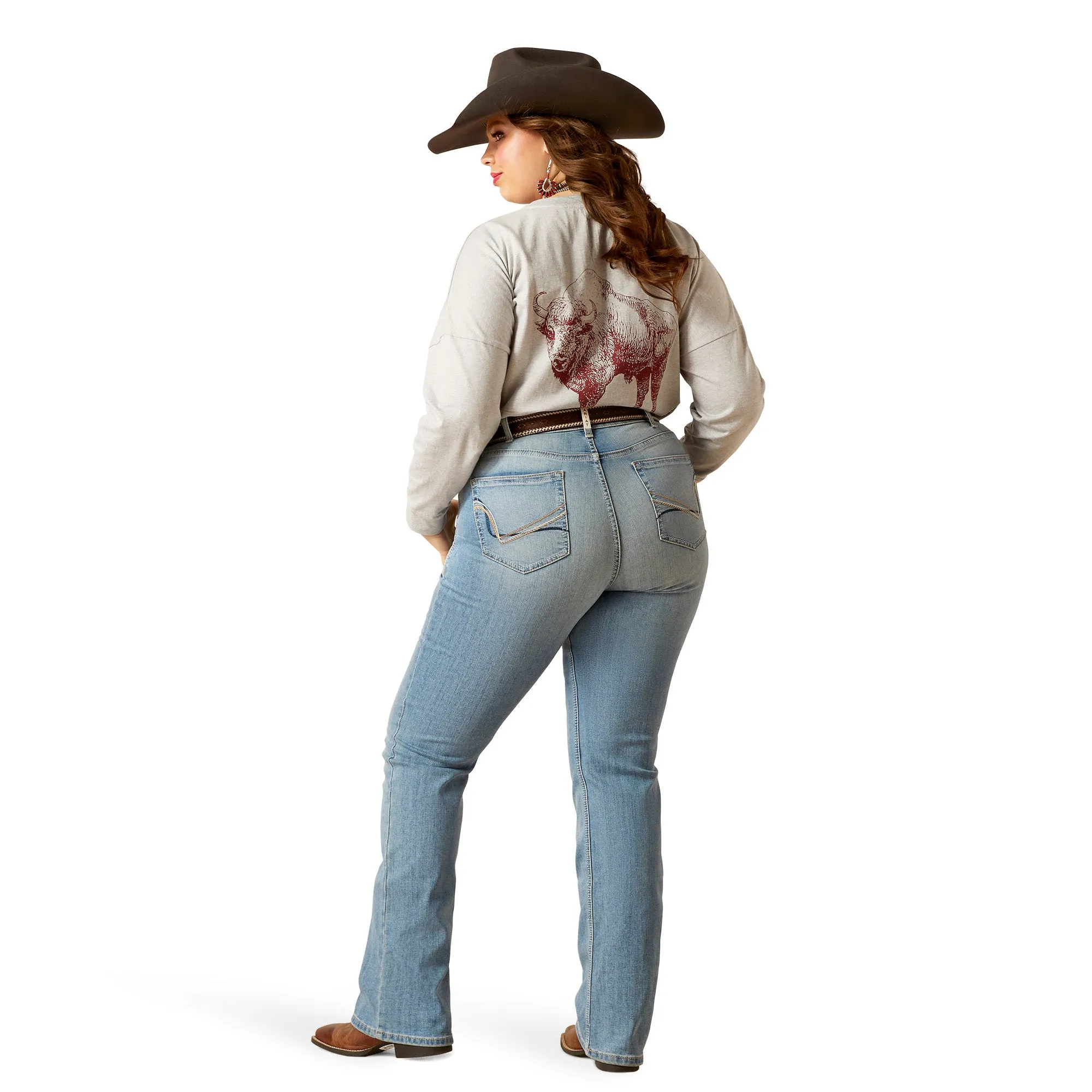 Ariat Ladies 10045360 R.E.AL Perfect Rise Arrow Fit Penelope Boot Cut Jeans in Oklahoma