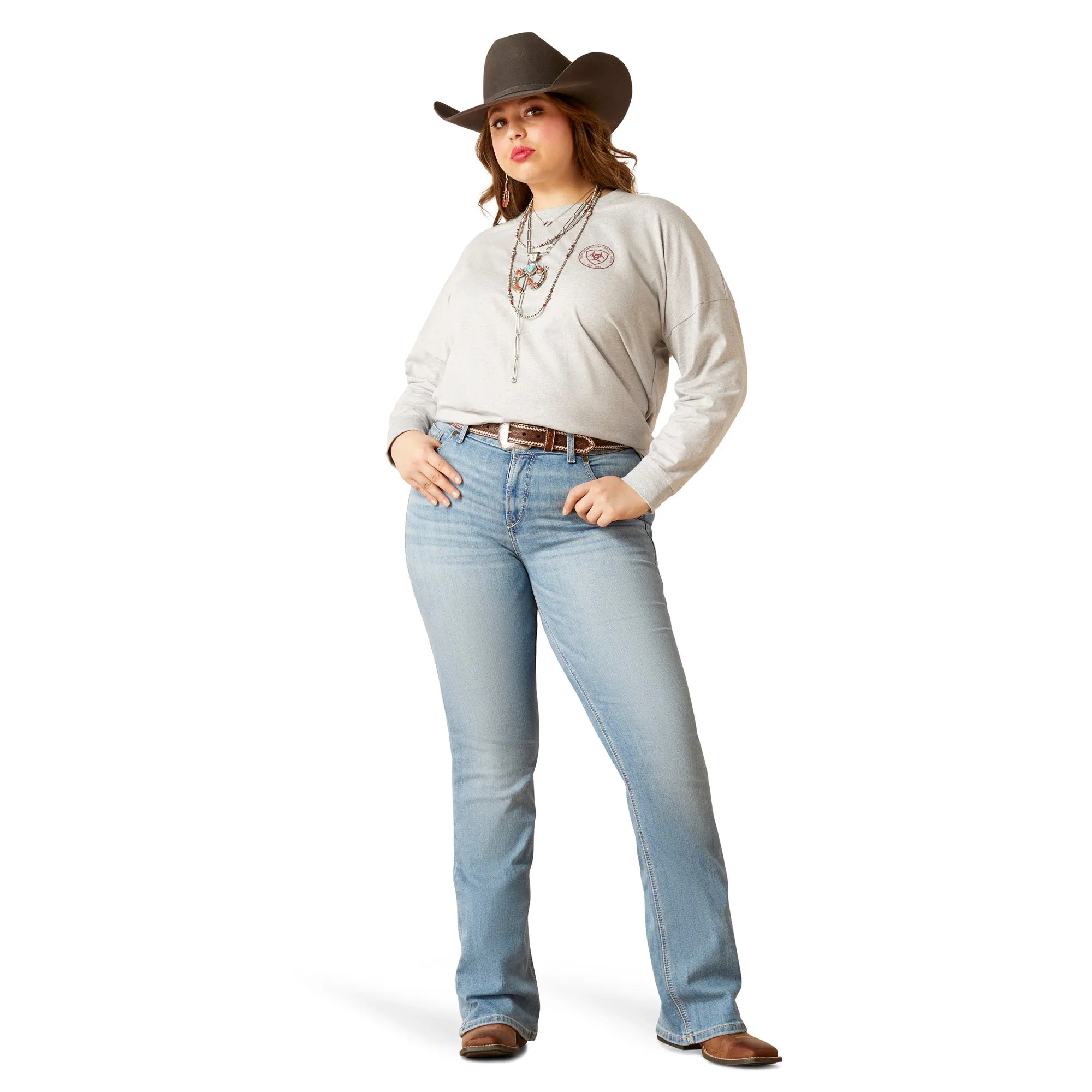 Ariat Ladies 10045360 R.E.AL Perfect Rise Arrow Fit Penelope Boot Cut Jeans in Oklahoma