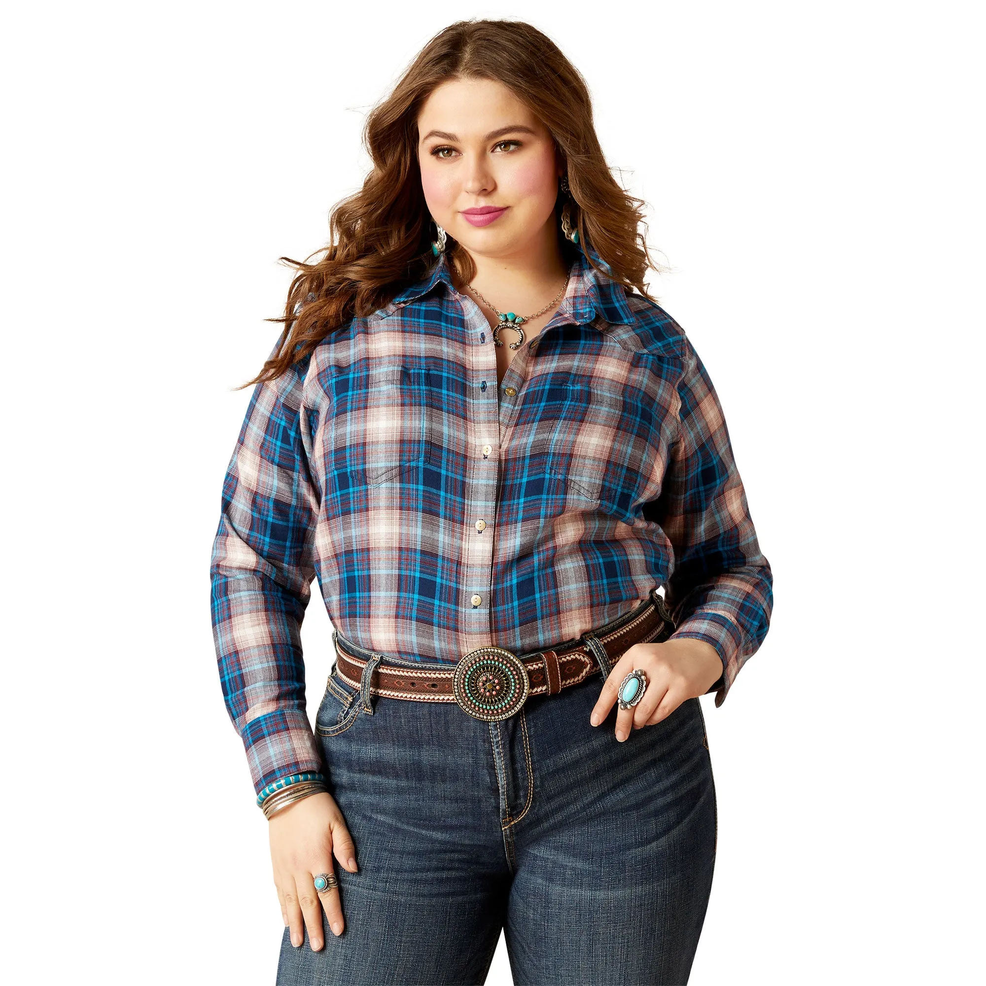 Ariat Ladies REAL Billie Jean Shirt Woodland Plaid 10046044