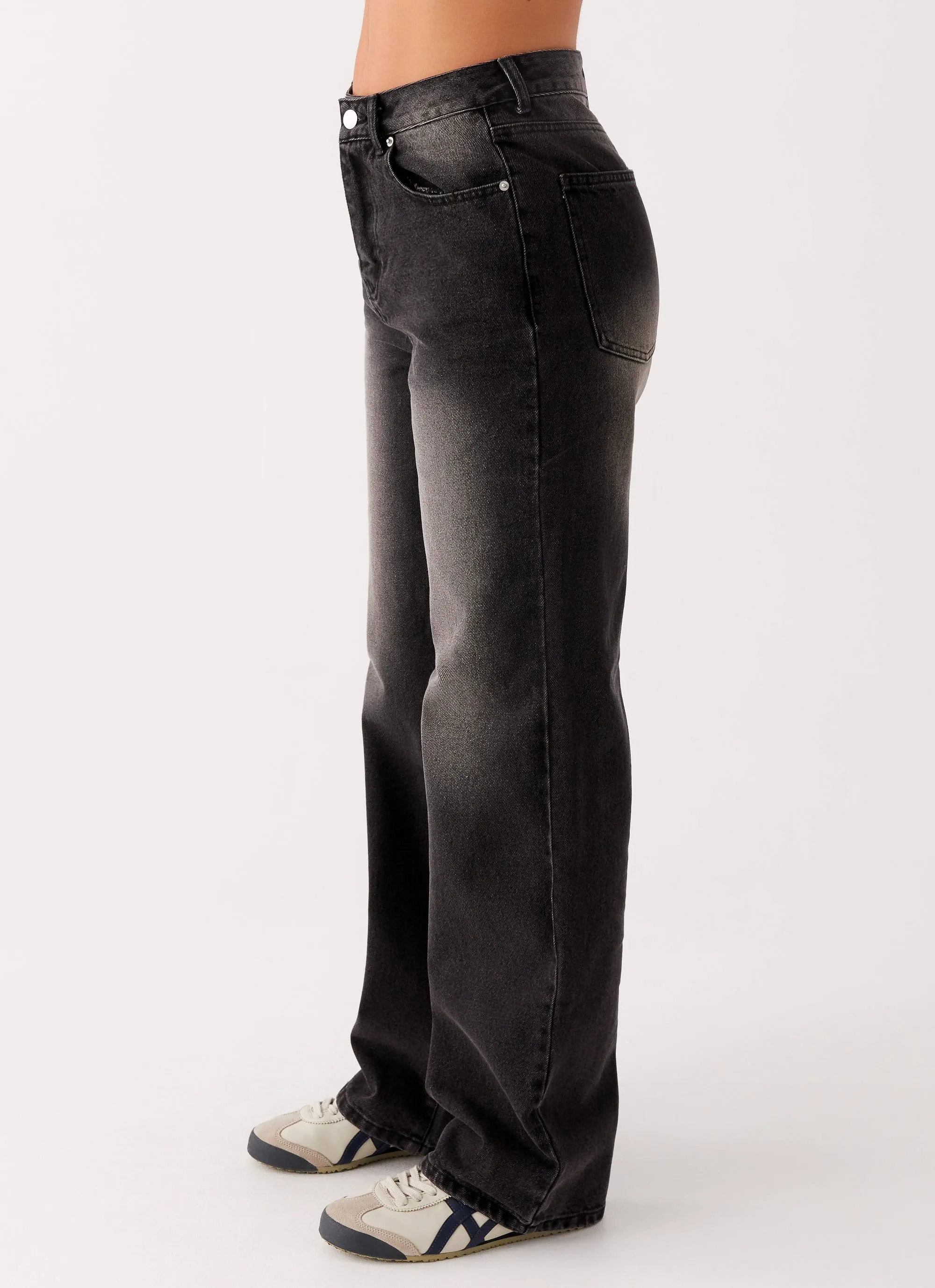 Back Again Straight Leg Denim Jeans - Charcoal Wash