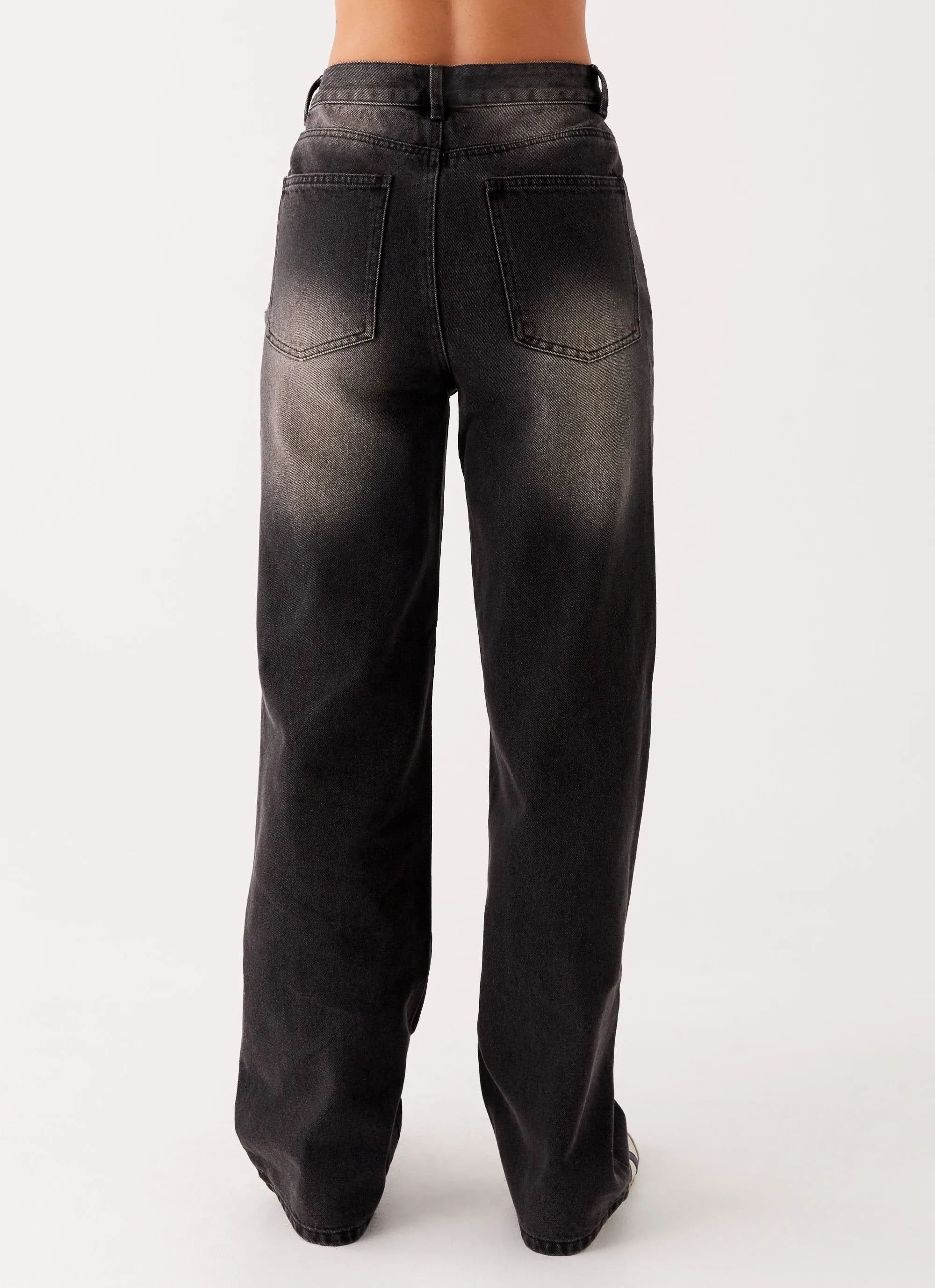 Back Again Straight Leg Denim Jeans - Charcoal Wash