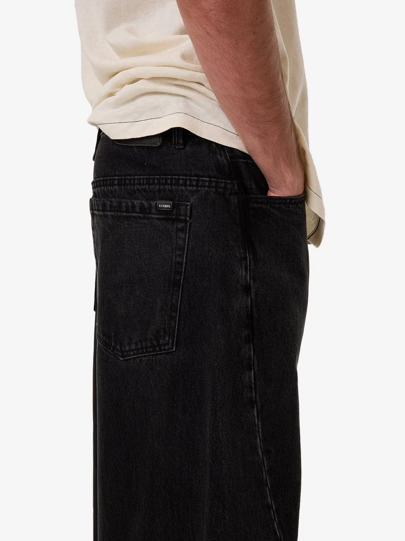 Barrel Leg Denim Jean - Aged Black