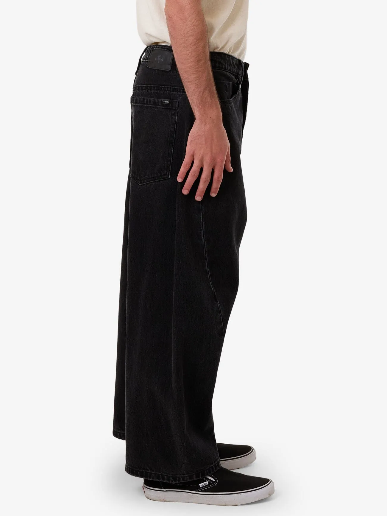 Barrel Leg Denim Jean - Aged Black