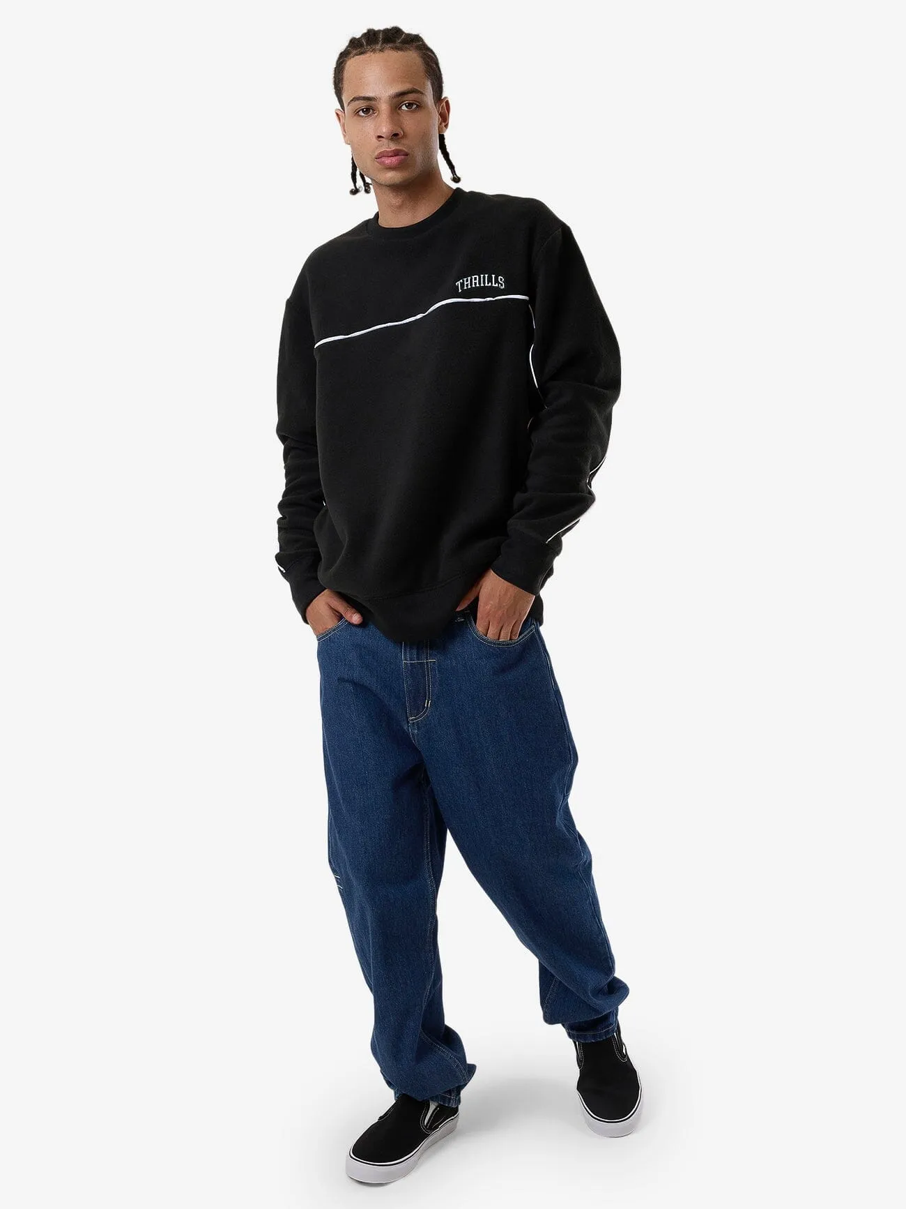 Believe Oversize Polar Fleece Crew - Black