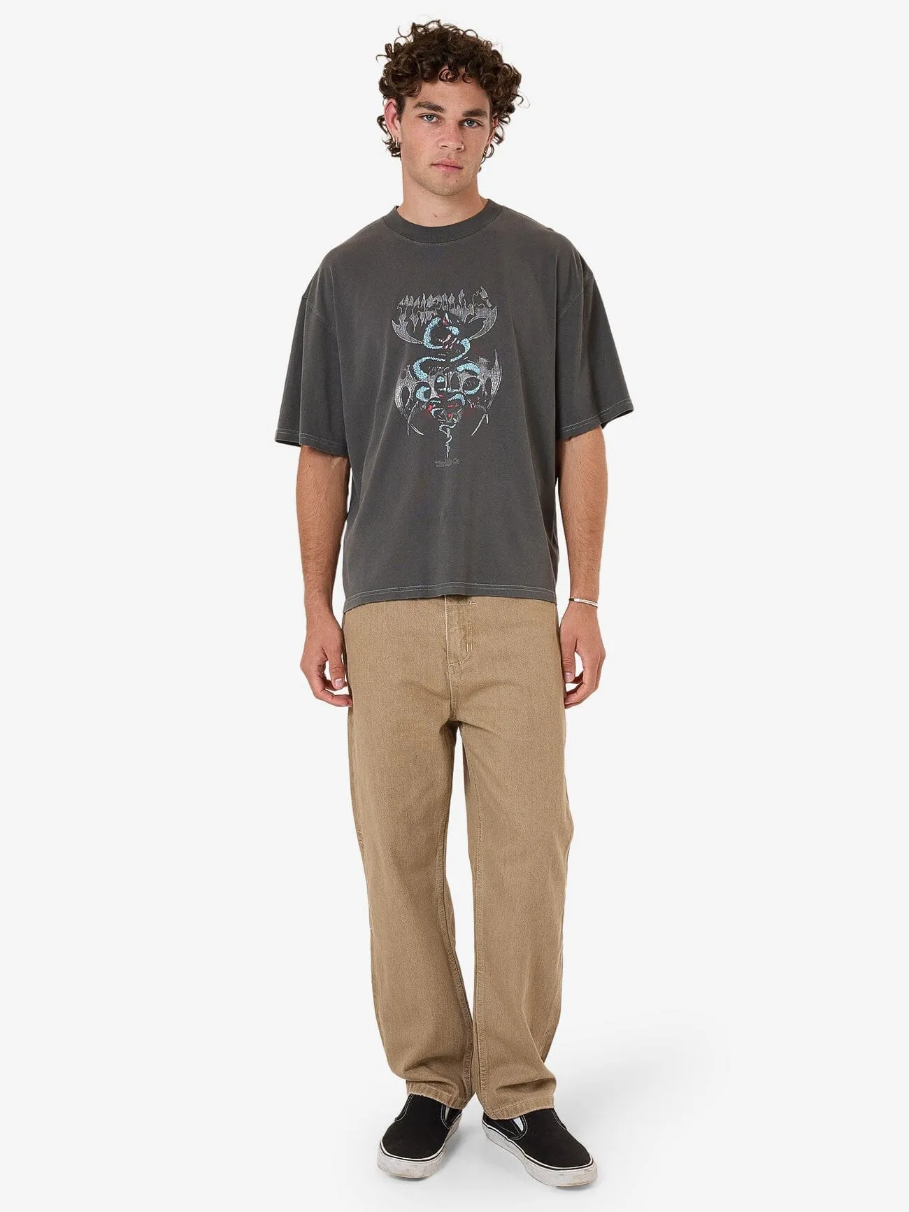 Bitter End Box Fit Oversize Short Tee - Merch Black