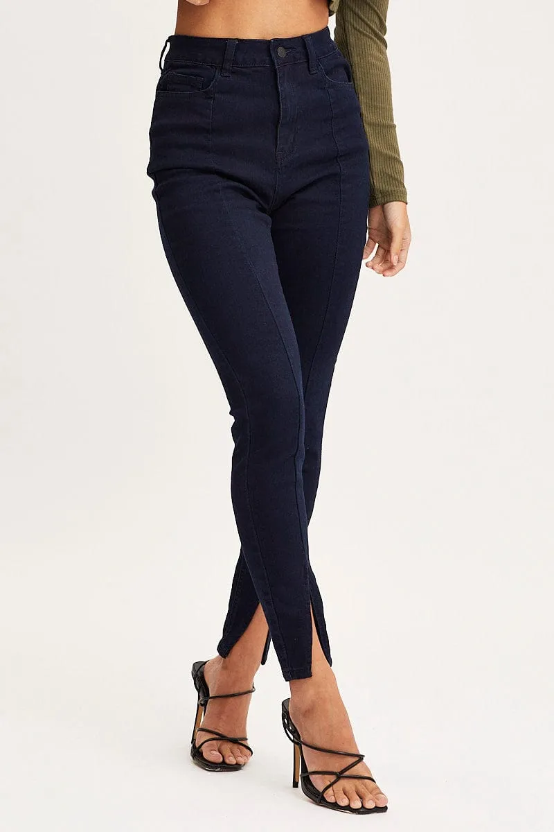 Blue Skinny Denim Jeans High Rise