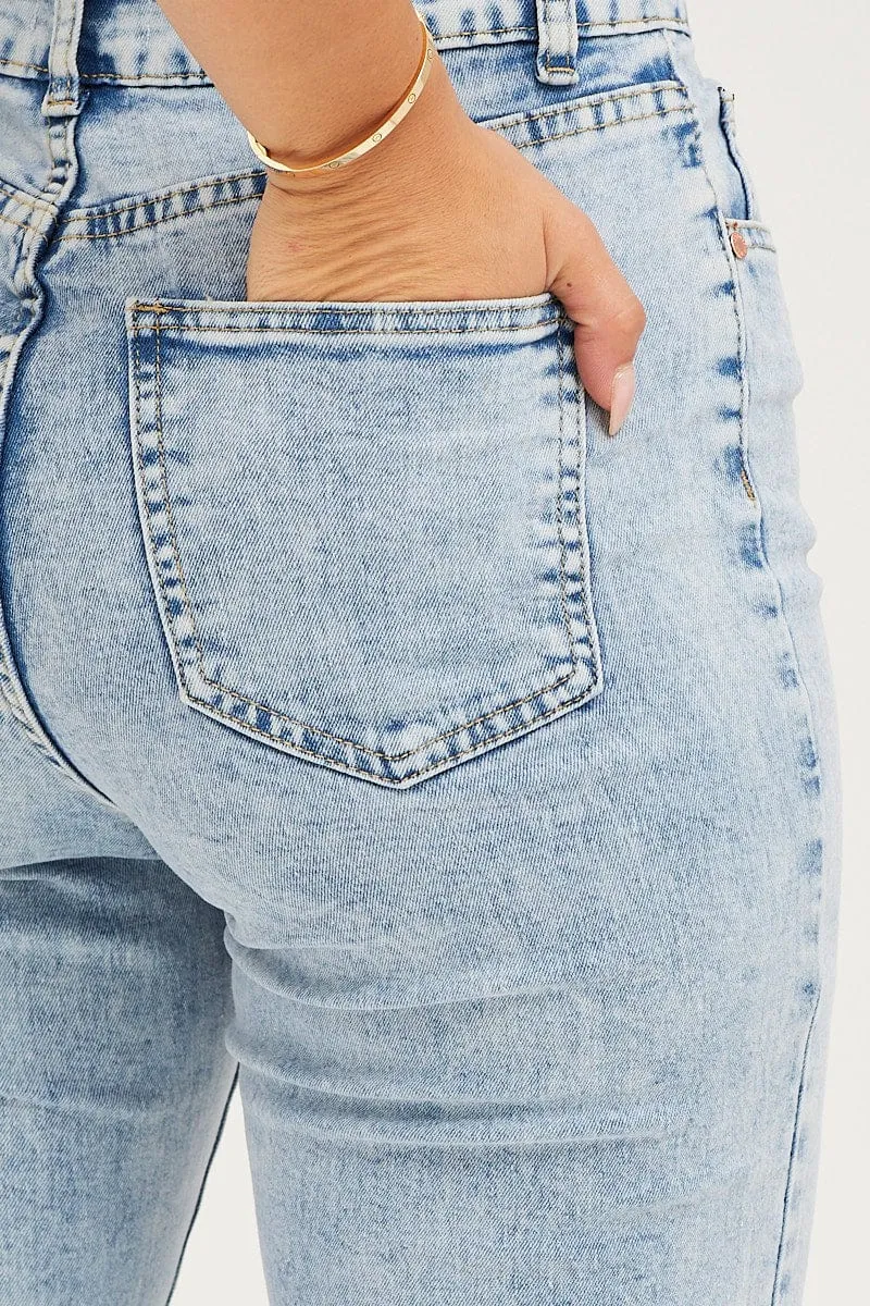 Blue Skinny Denim Jeans High Rise