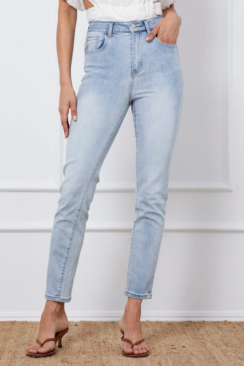 Blue Skinny Jeans High Rise Denim