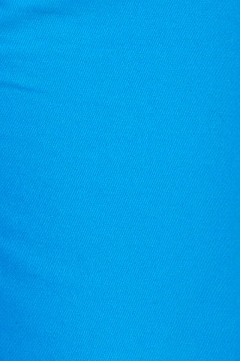 Blue Wide Leg Side Split Jeans