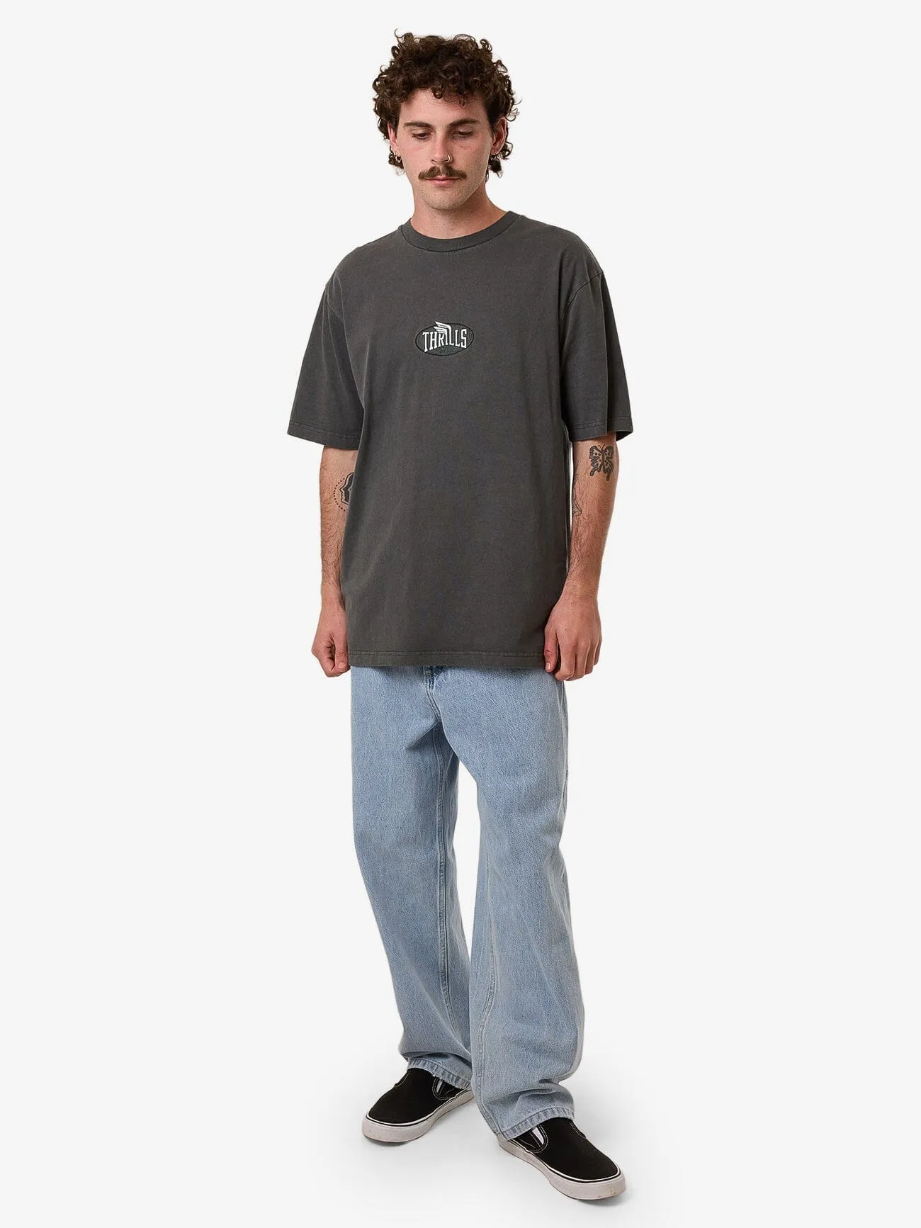 Born To Fly Embro Oversize Fit Tee - Merch Black