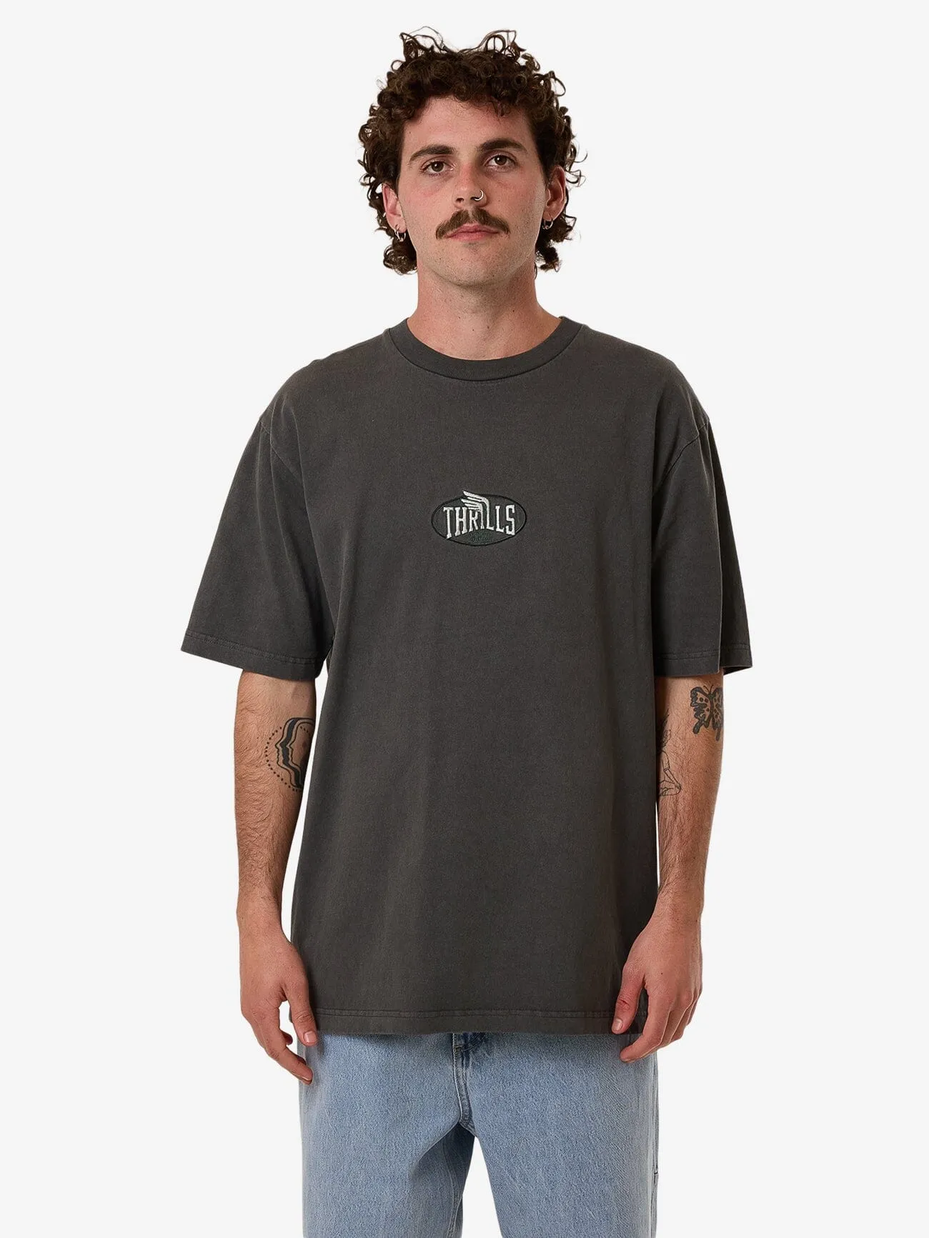 Born To Fly Embro Oversize Fit Tee - Merch Black