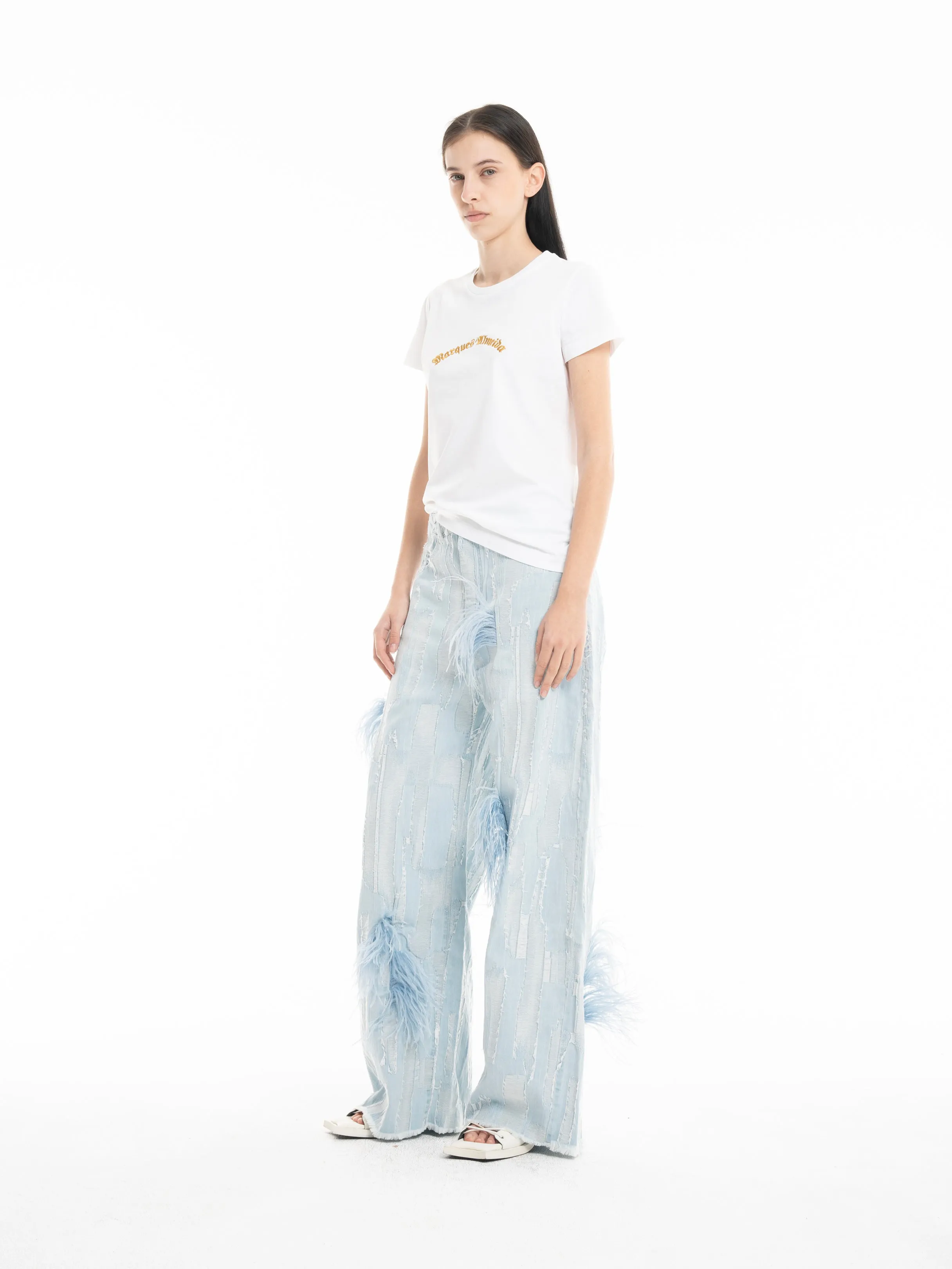 BOYFRIEND TROUSERS IN SHREDDED BABY BLUE DENIM
