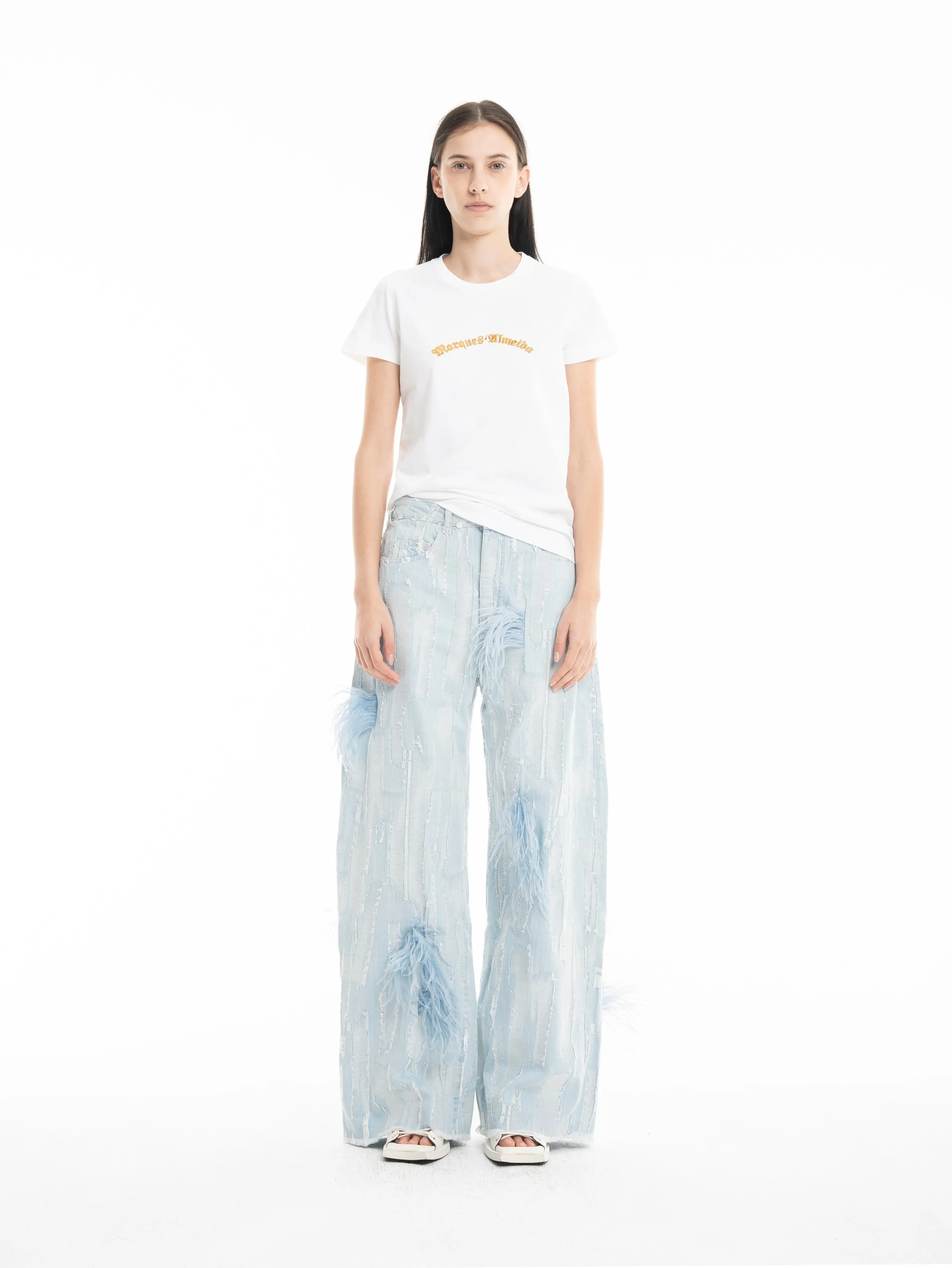 BOYFRIEND TROUSERS IN SHREDDED BABY BLUE DENIM