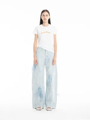 BOYFRIEND TROUSERS IN SHREDDED BABY BLUE DENIM
