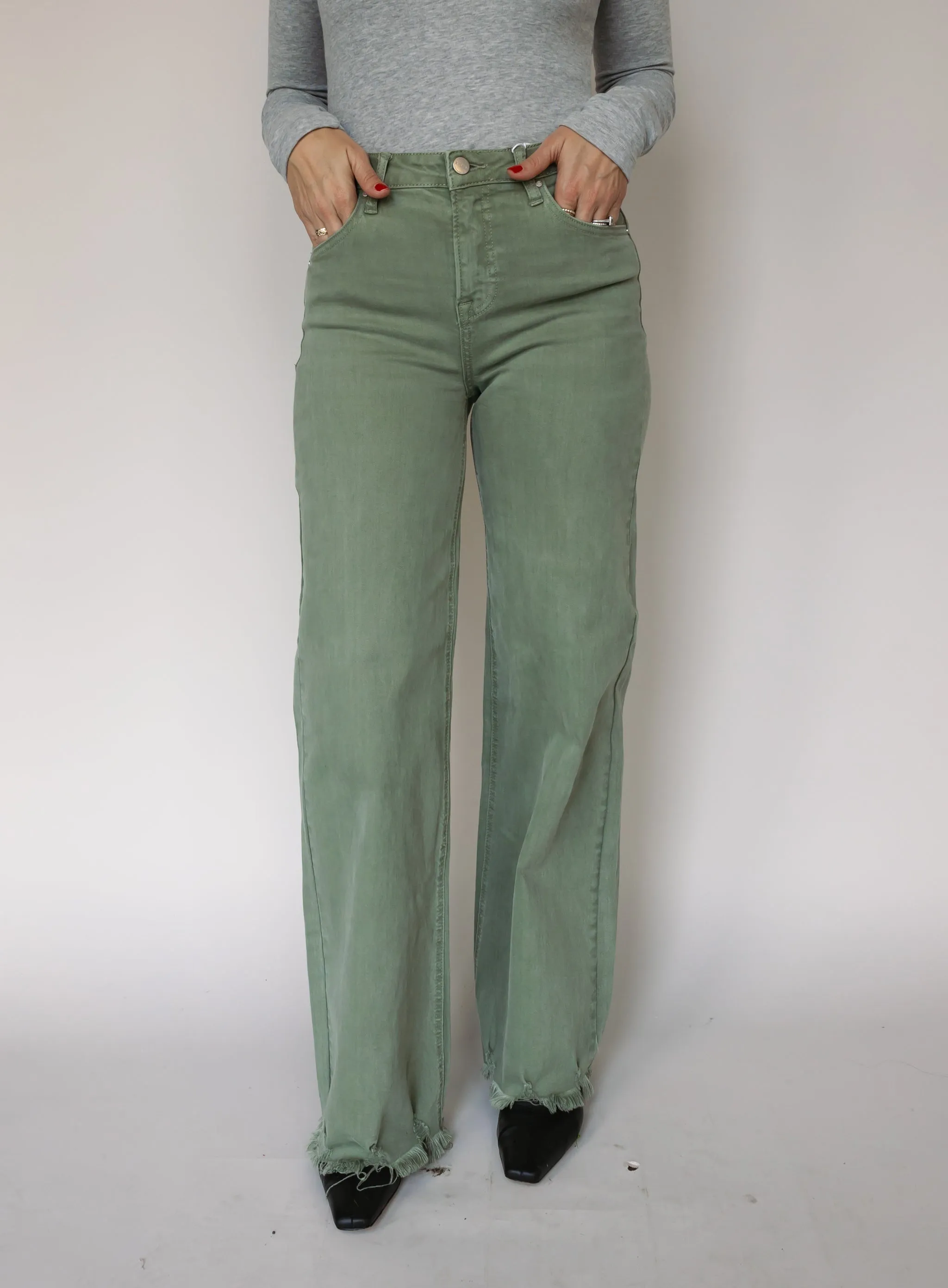 Briggs High Rise Olive Jeans - Final Sale