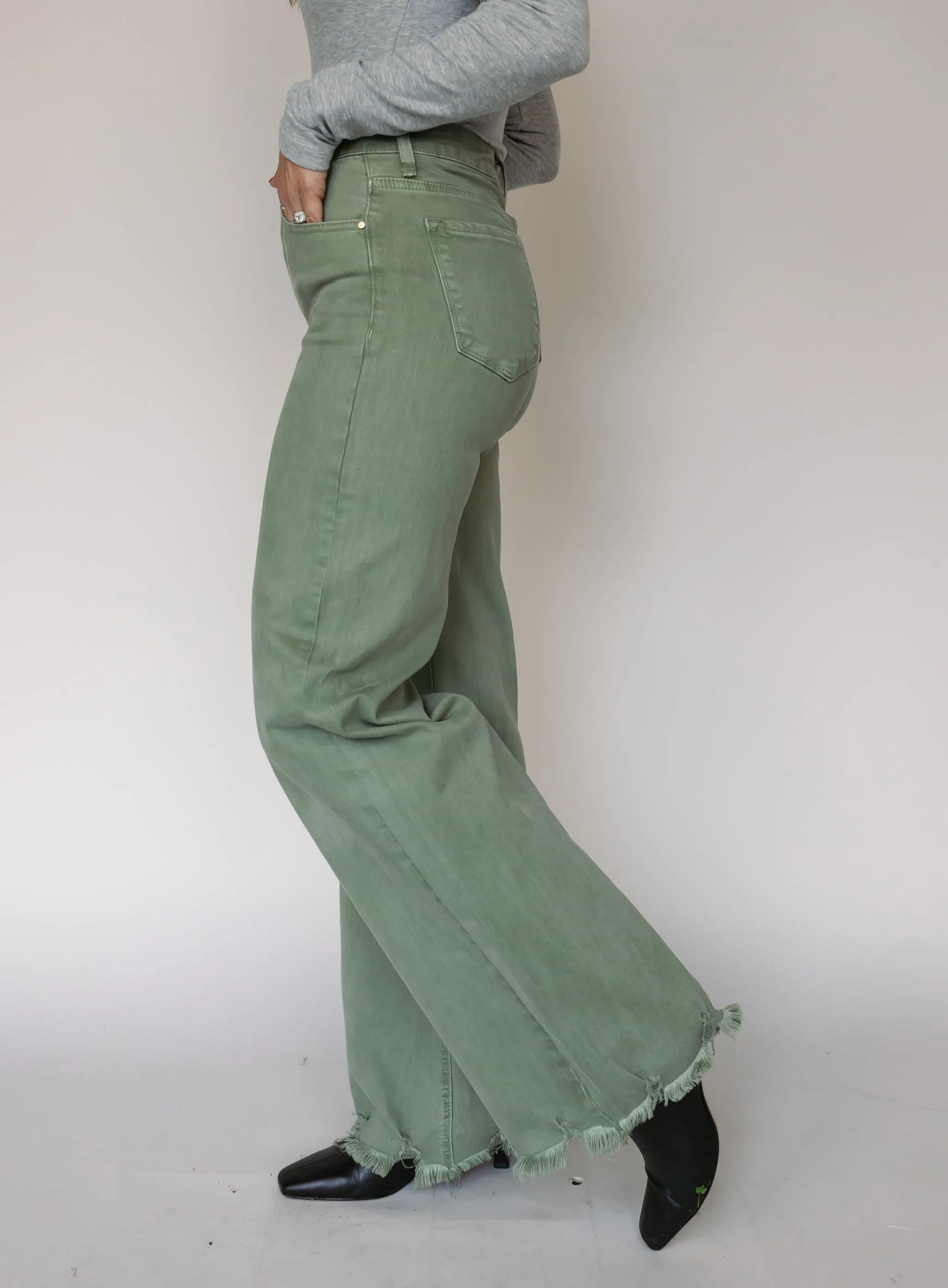 Briggs High Rise Olive Jeans - Final Sale