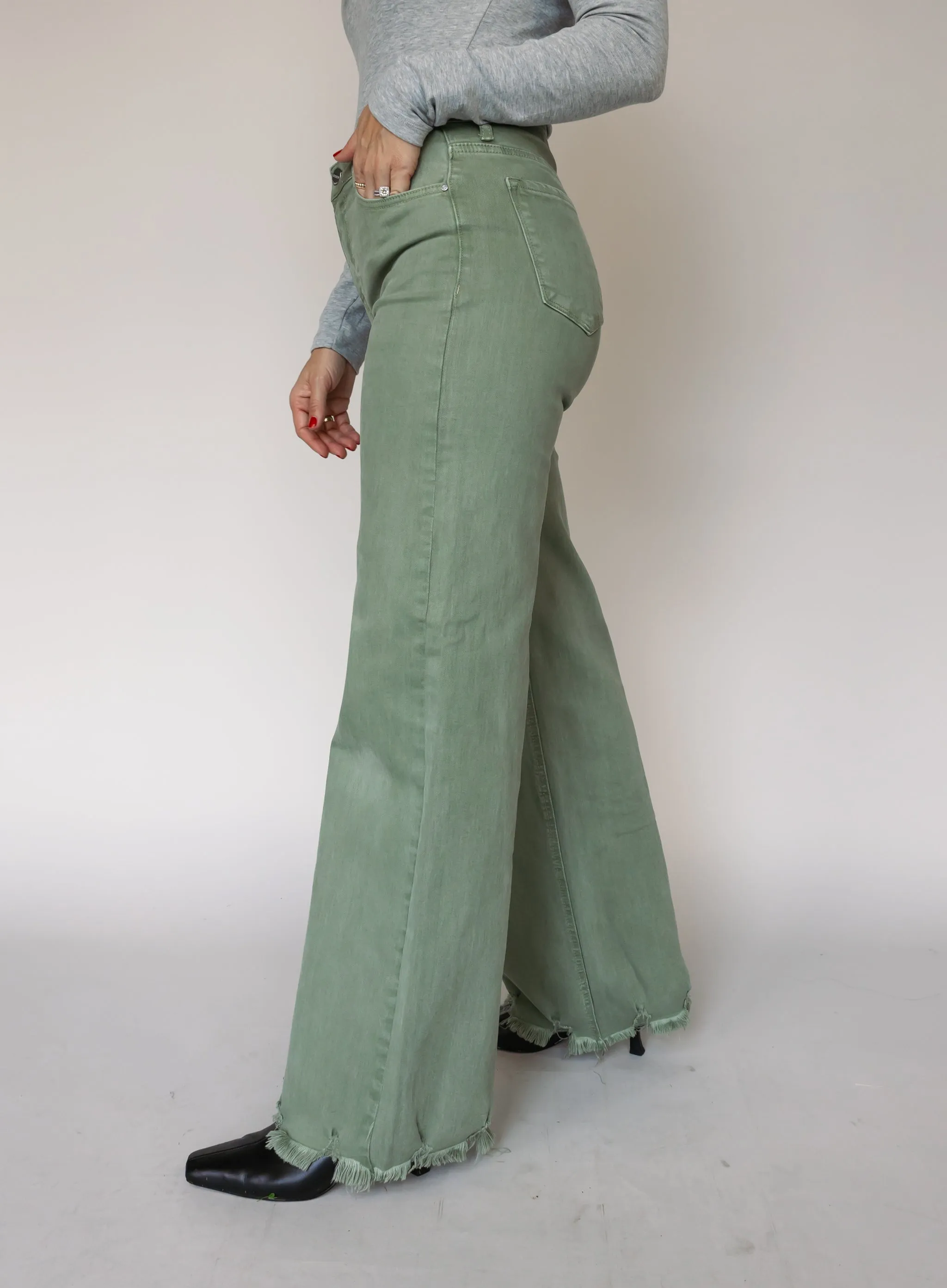 Briggs High Rise Olive Jeans - Final Sale