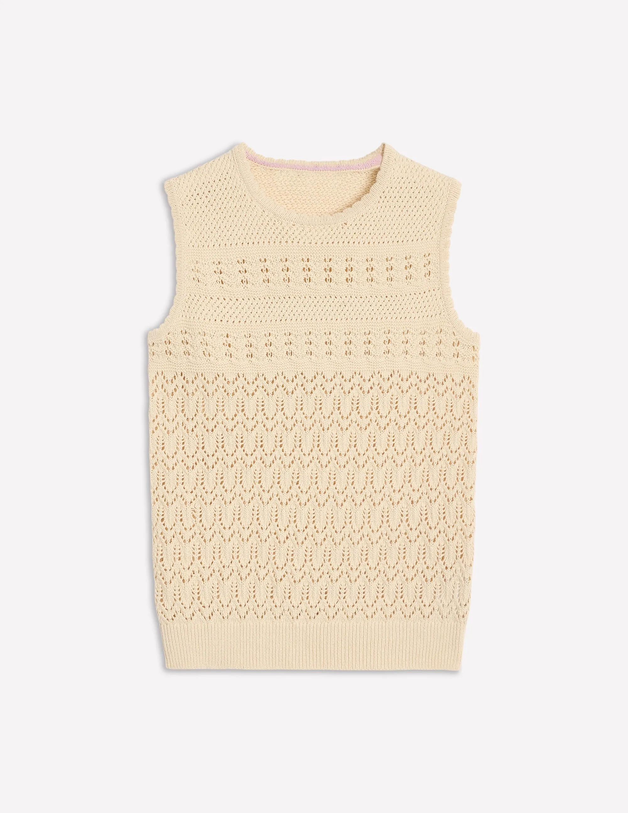 Cotton Stitch Crew Tank-Warm Ivory