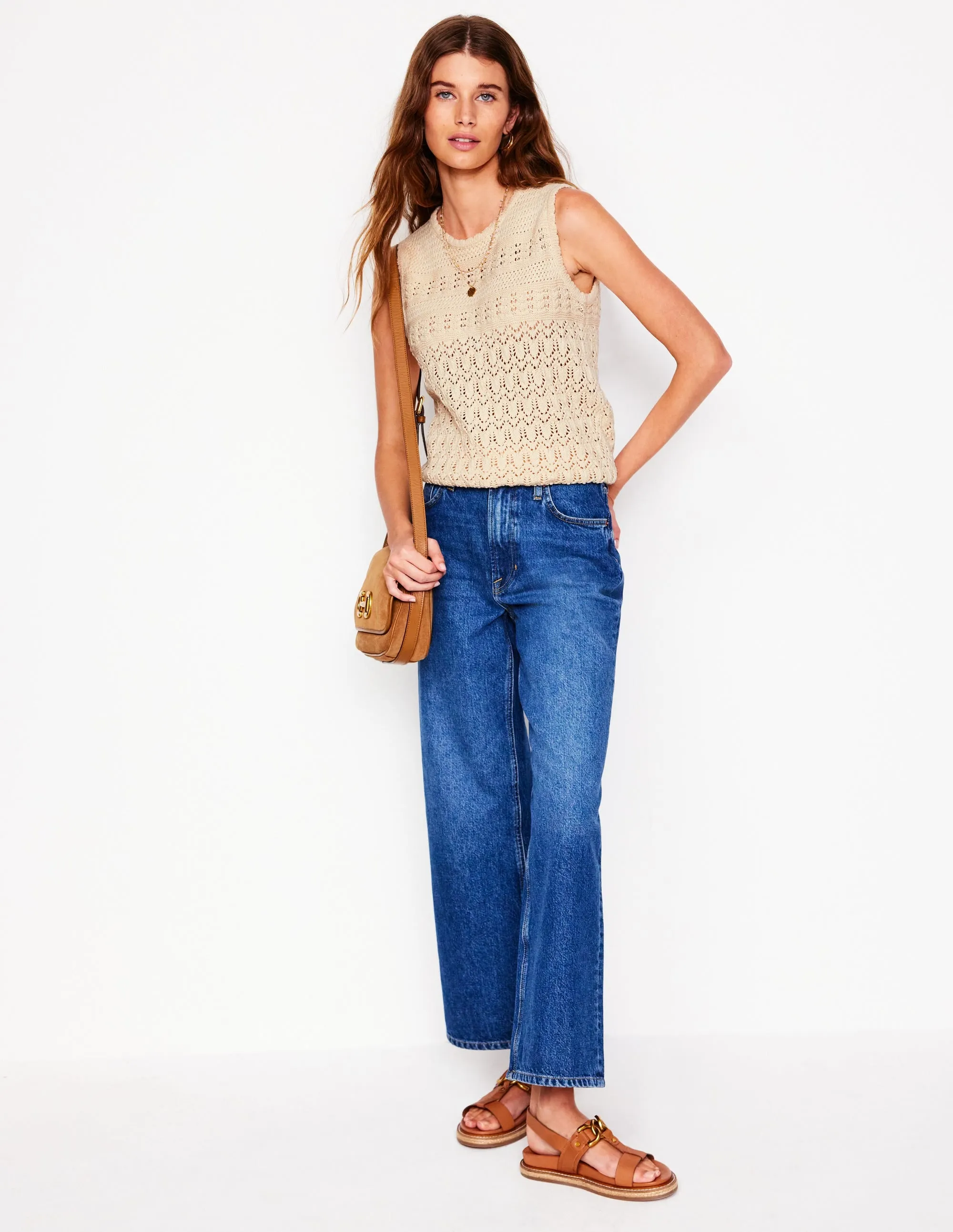 Cotton Stitch Crew Tank-Warm Ivory