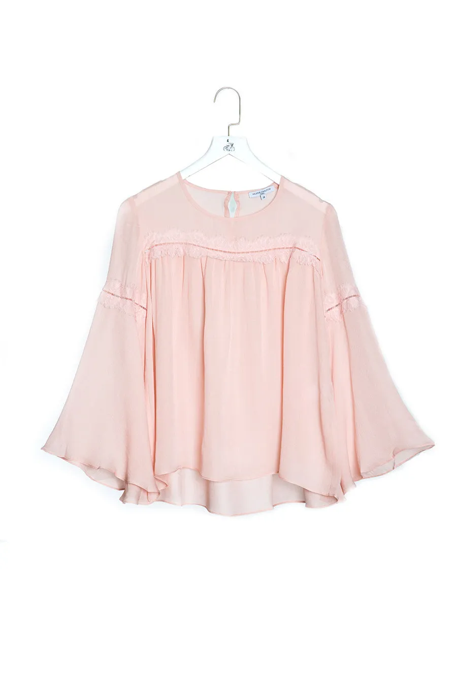 Crepe Top with Lace Trimming