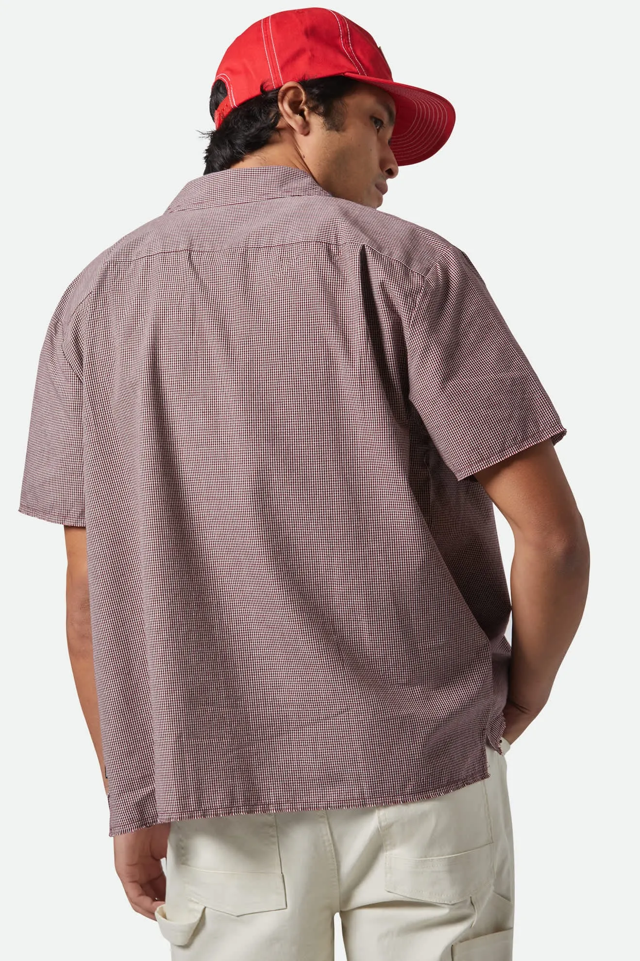CRU Micro Plaid Relaxed S/S Shirt - Cordovan Red Micro Plaid