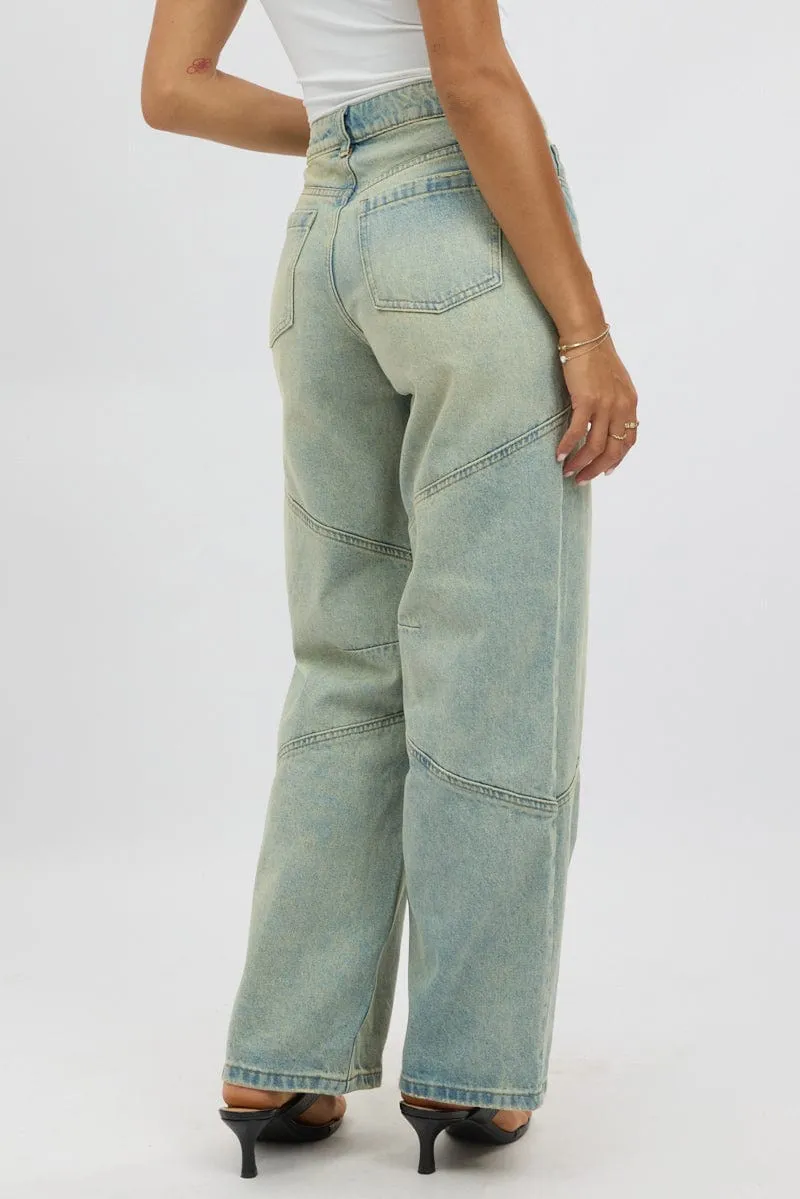 Denim Barrel Jeans Low Rise