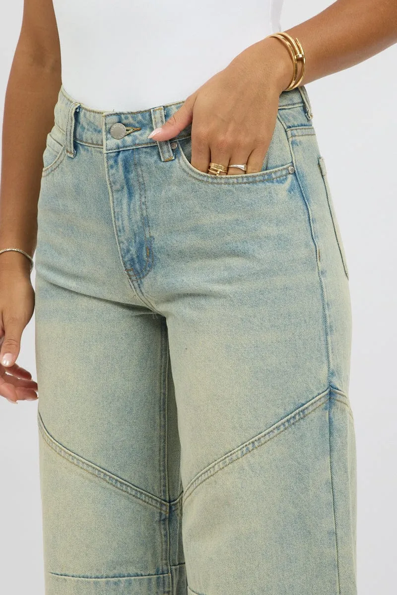 Denim Barrel Jeans Low Rise