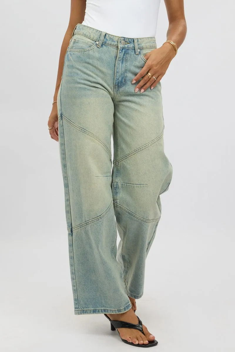 Denim Barrel Jeans Low Rise