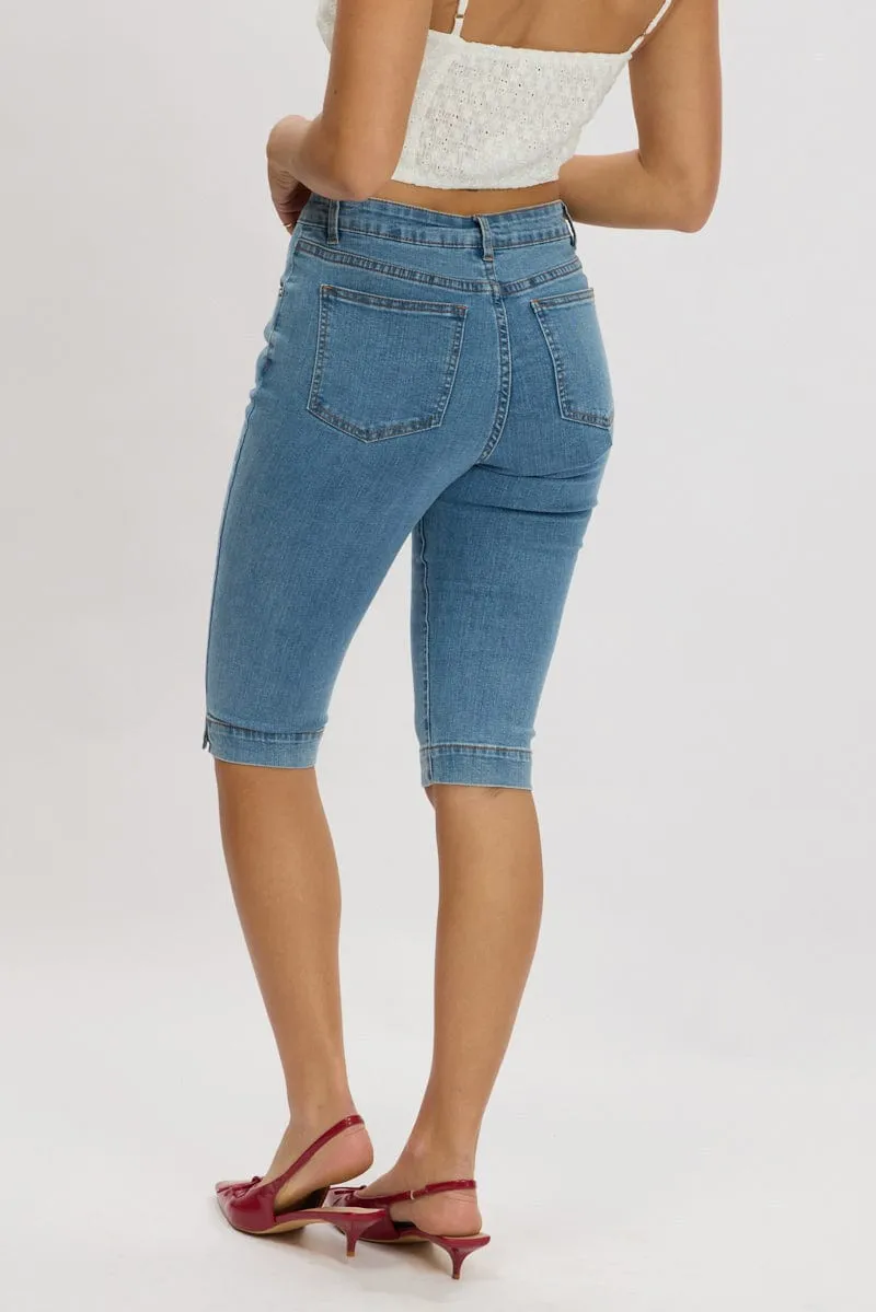 Denim Capri Jeans Mid Rise