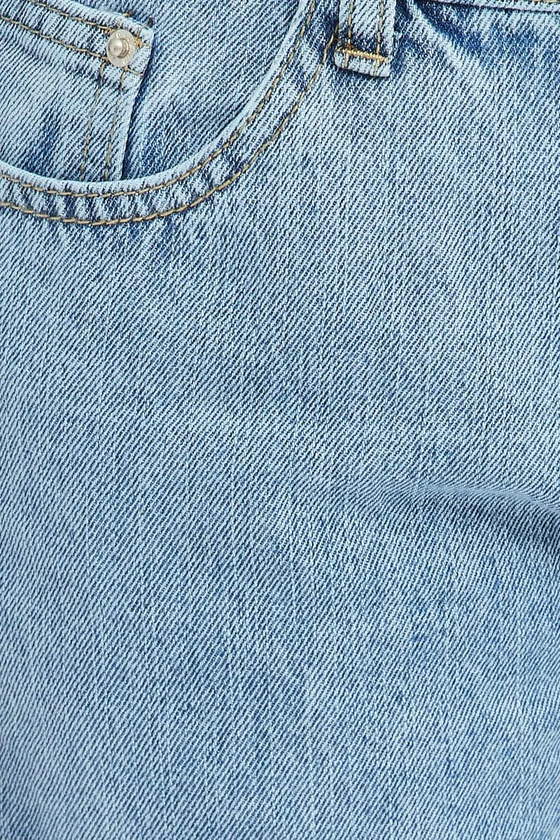 Denim Cargo Jeans Straight Out Pocket