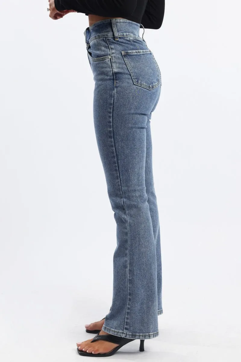 Denim Flare Jeans Mid Rise