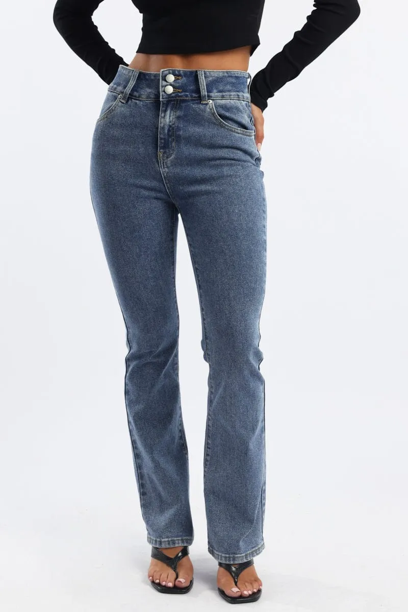 Denim Flare Jeans Mid Rise
