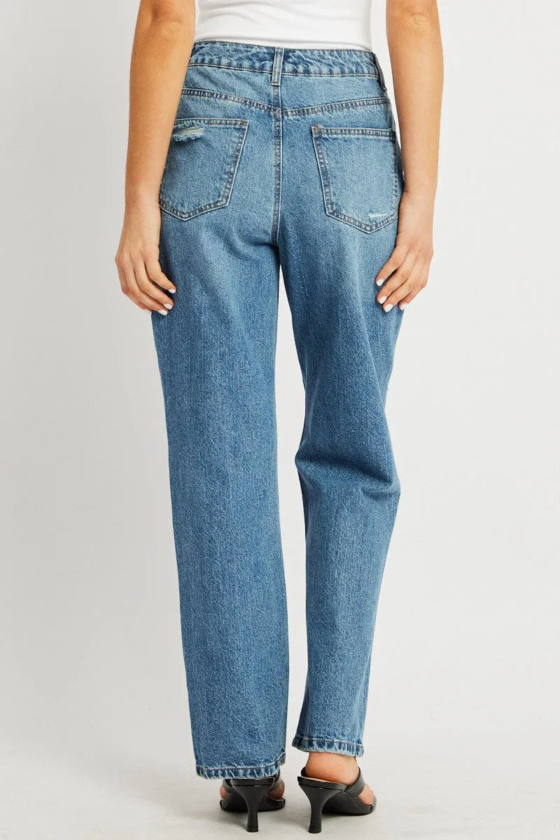 Denim Straight Jean Mid Rise