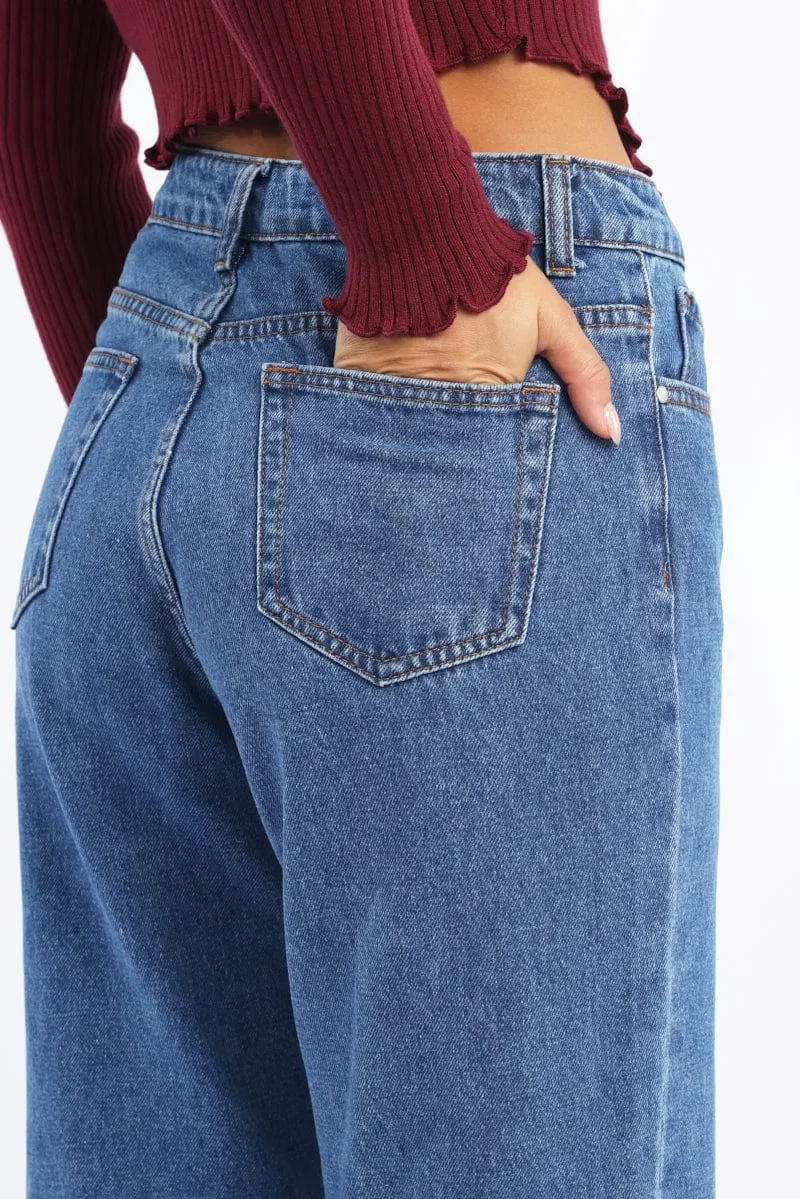 Denim Straight Jeans High Rise