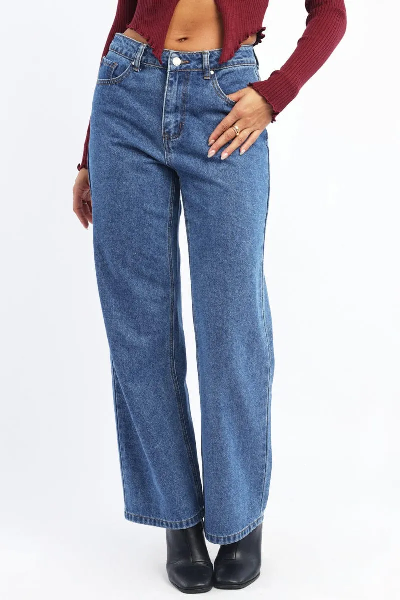 Denim Straight Jeans High Rise