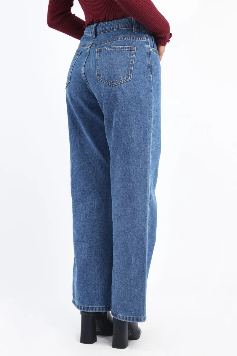 Denim Straight Jeans High Rise