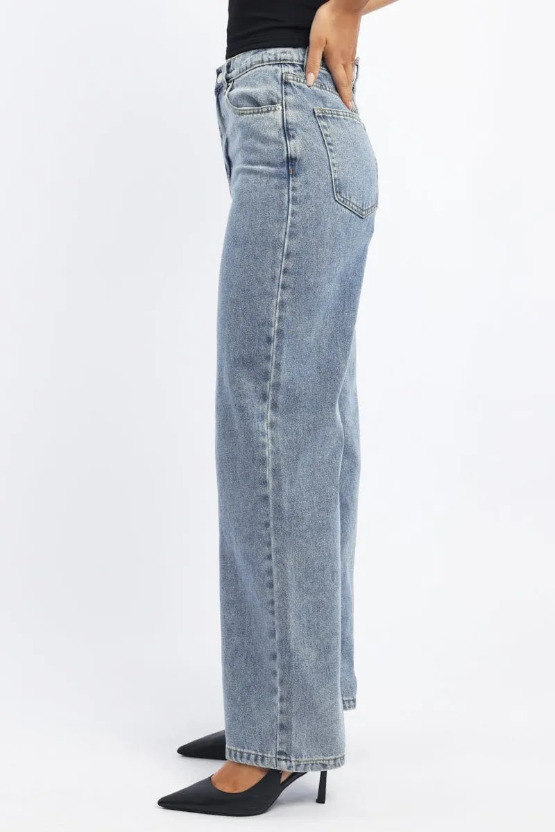Denim Wide Leg Jeans High Rise