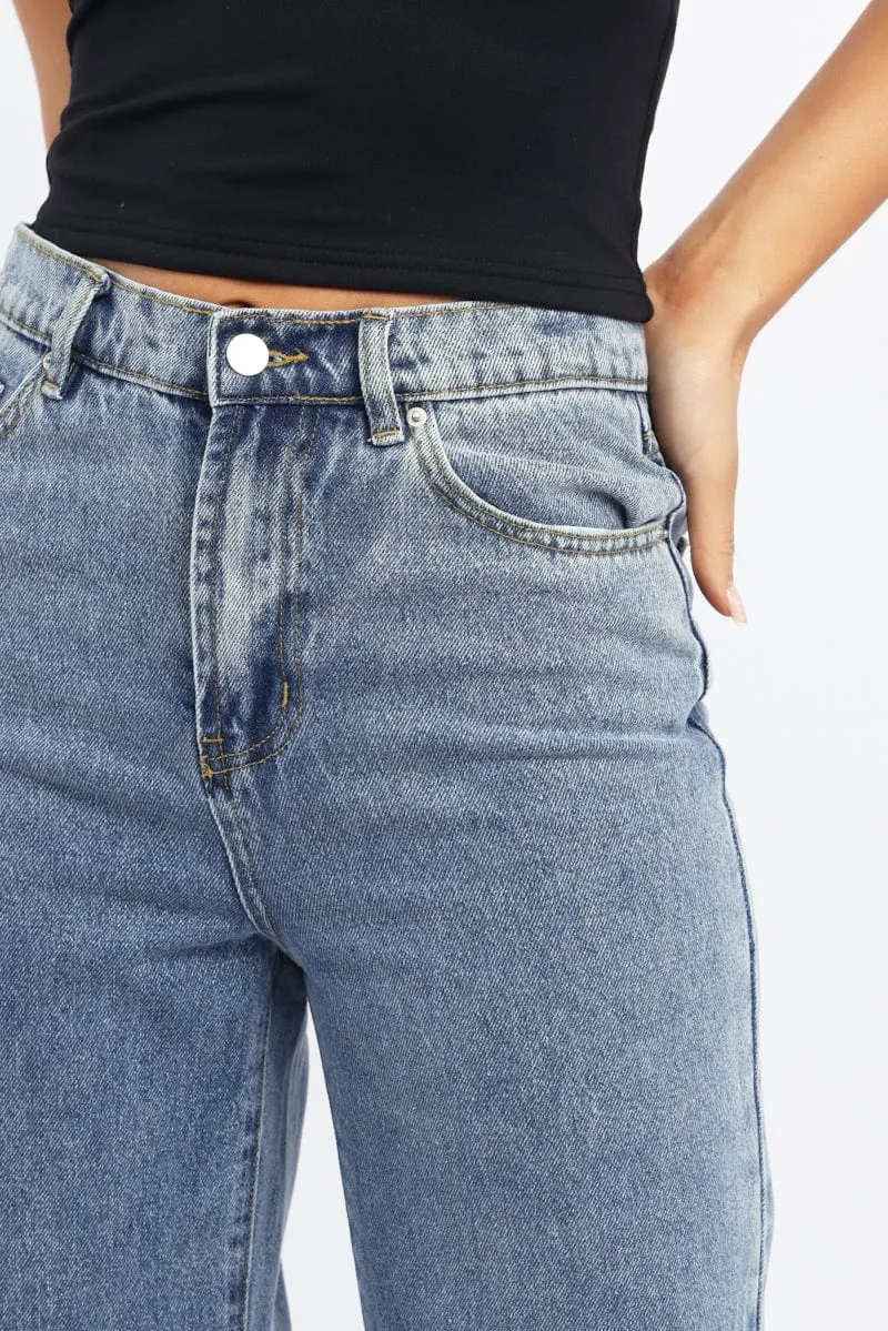 Denim Wide Leg Jeans High Rise