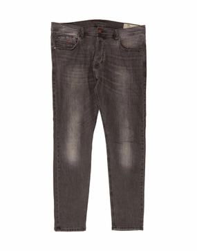 DIESEL Mens Tapered Carrot Slim Jeans W34 L32 Black Cotton
