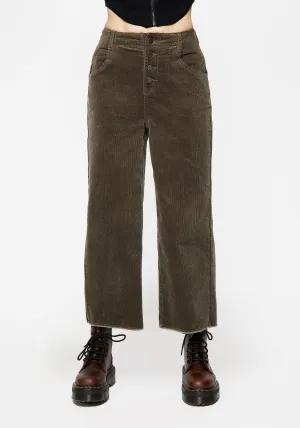 Foster Wide Leg Cord Crop Jeans - Green