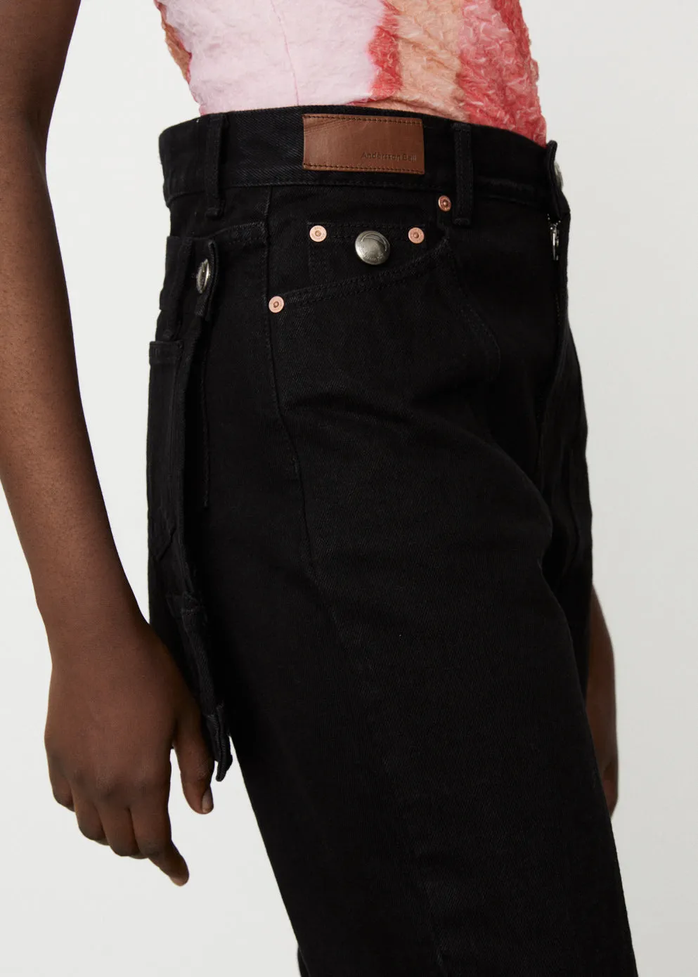 Glen Overdyed Wrap Straight-Leg Jeans