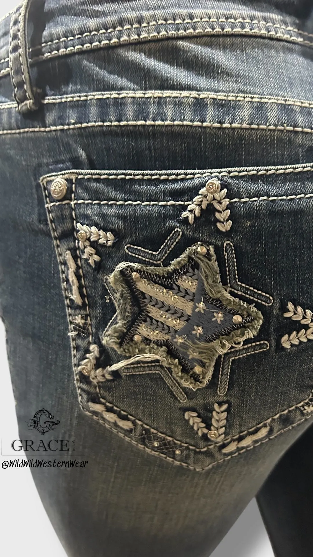 Grace Jeans Big Star Embroidery Mid Rise Bootcut Jeans EBS667
