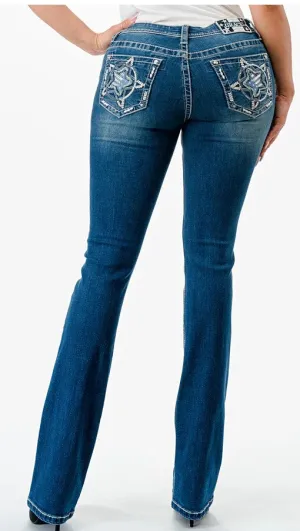 Grace Jeans Big Star Embroidery Mid Rise Bootcut Jeans EBS667