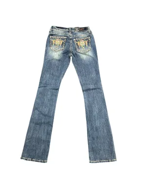 Grace Jeans Steer Head Colourful Embroidered Mid Rise Bootcut Jeans EB61891