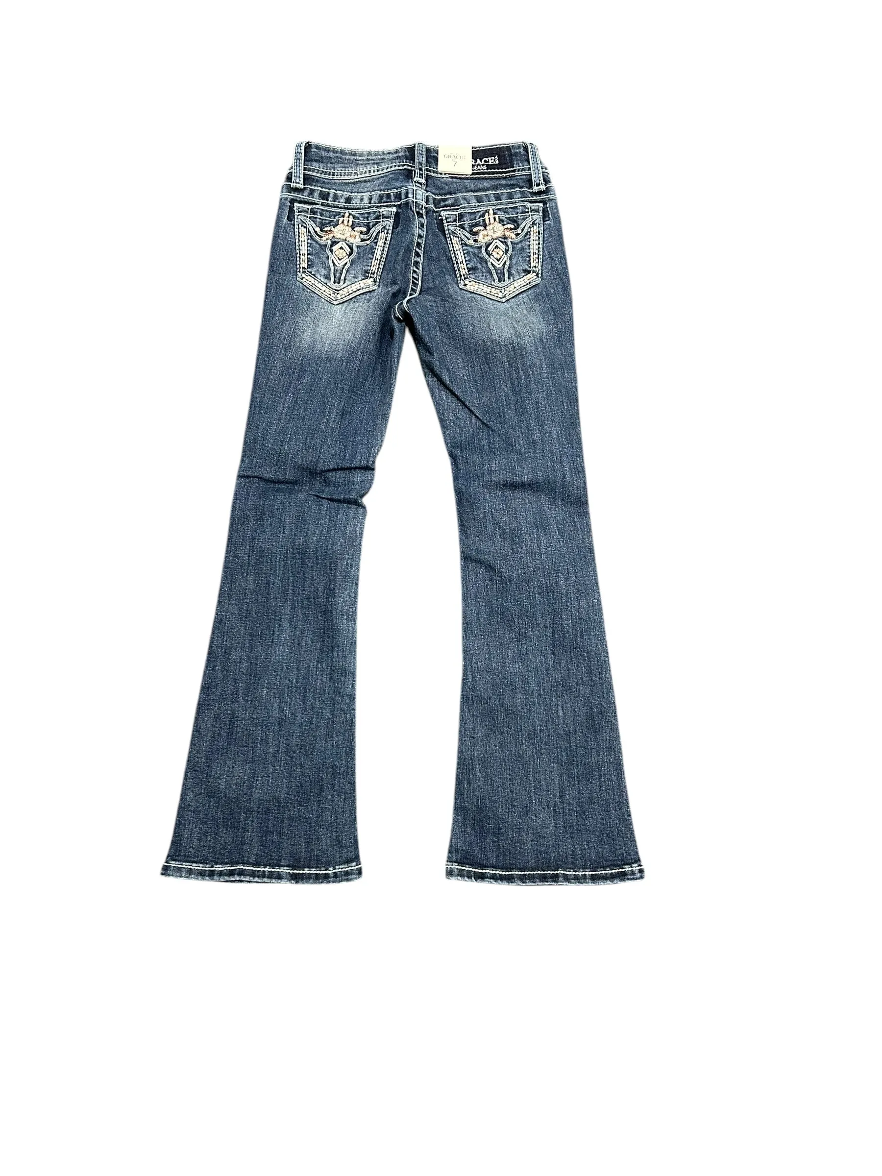 Grace Jeans Steer Head  Embroidered Girls Bootcut Jeans GBS701