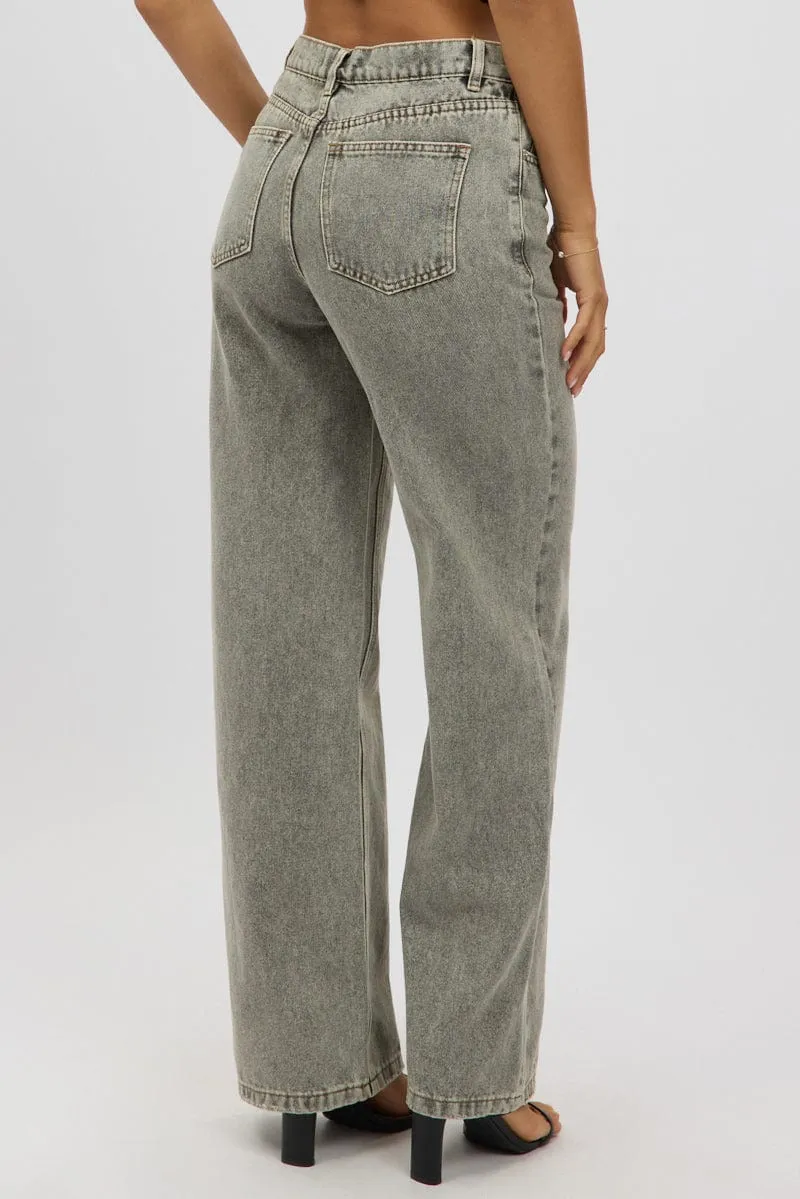 Grey Baggy Jeans Mid rise