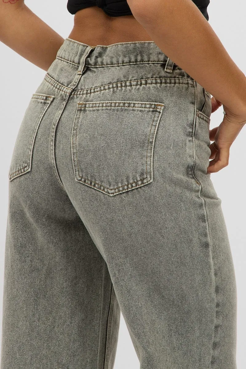 Grey Baggy Jeans Mid rise